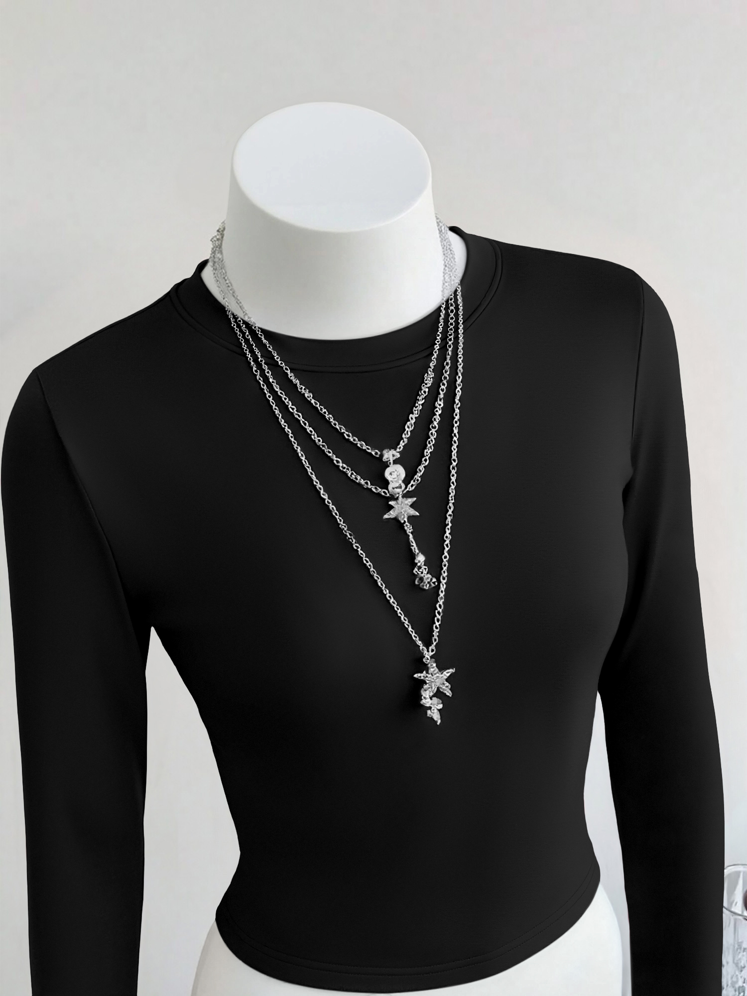 Undershirt Crew Neck - Y2K Cropped Long Sleeve T-Shirt for
