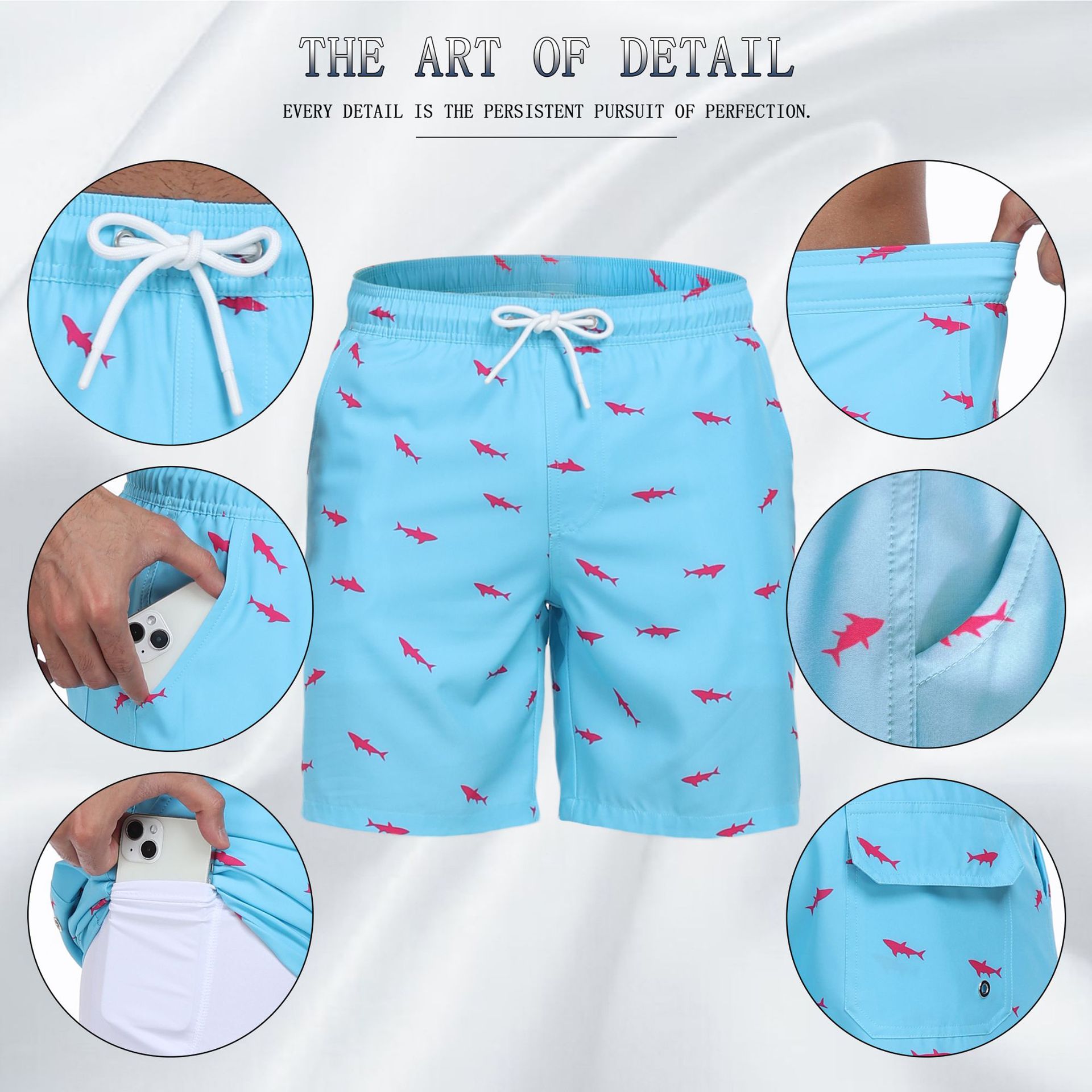 Mens Shark Pattern 2 in 1 Boar – Long Leg Trunk Men Bewertung und Preis
