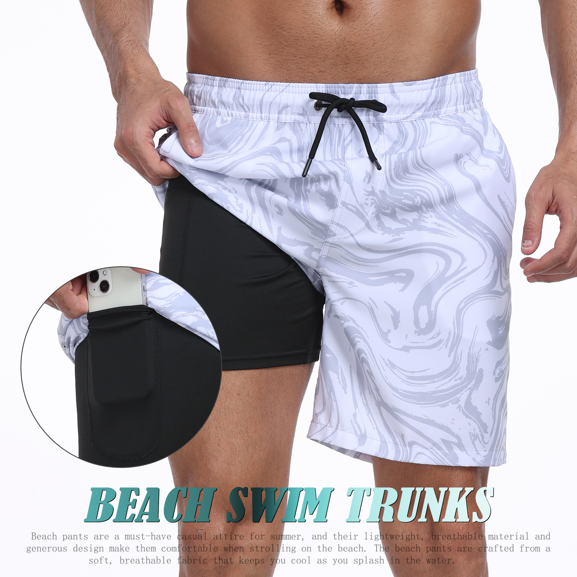 Mens Shark Pattern 2 in 1 Boar – Long Leg Trunk Men Bewertung und Preis