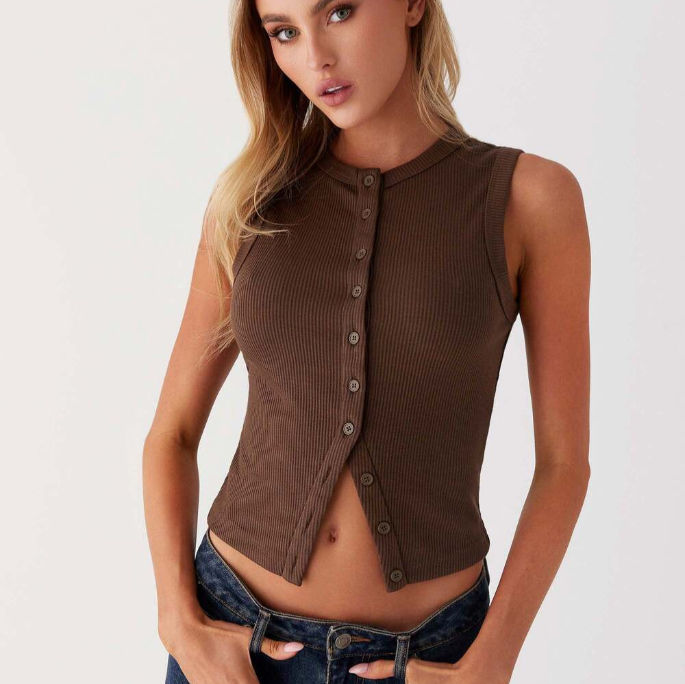 Ribbed Tank Button Crop Top Y2 – Tank Top Ribbed Bewertung und Preis