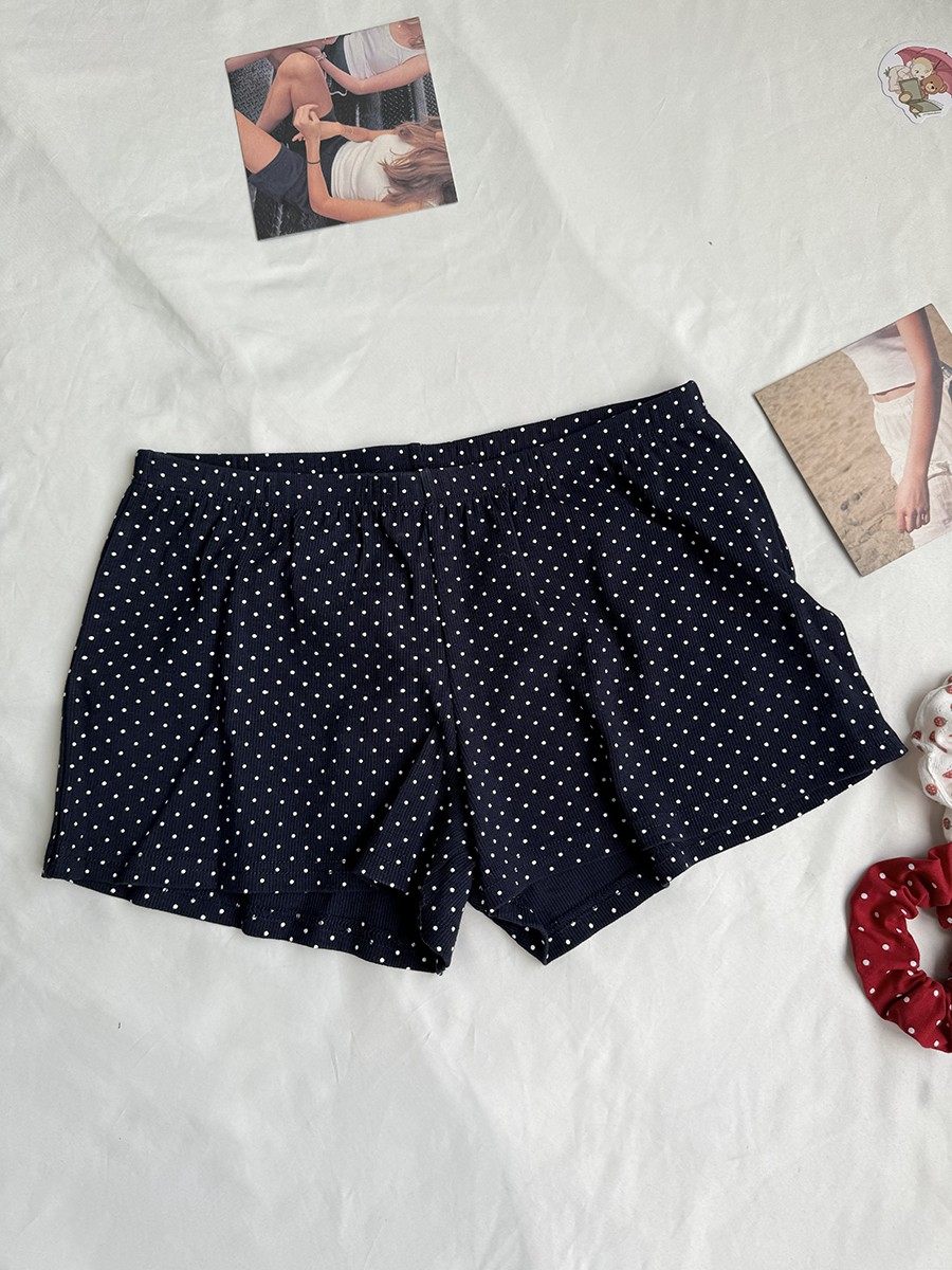 Navy Dot Ribbed Shorts Sets Wo – Tank Top Ribbed Bewertung und Preis