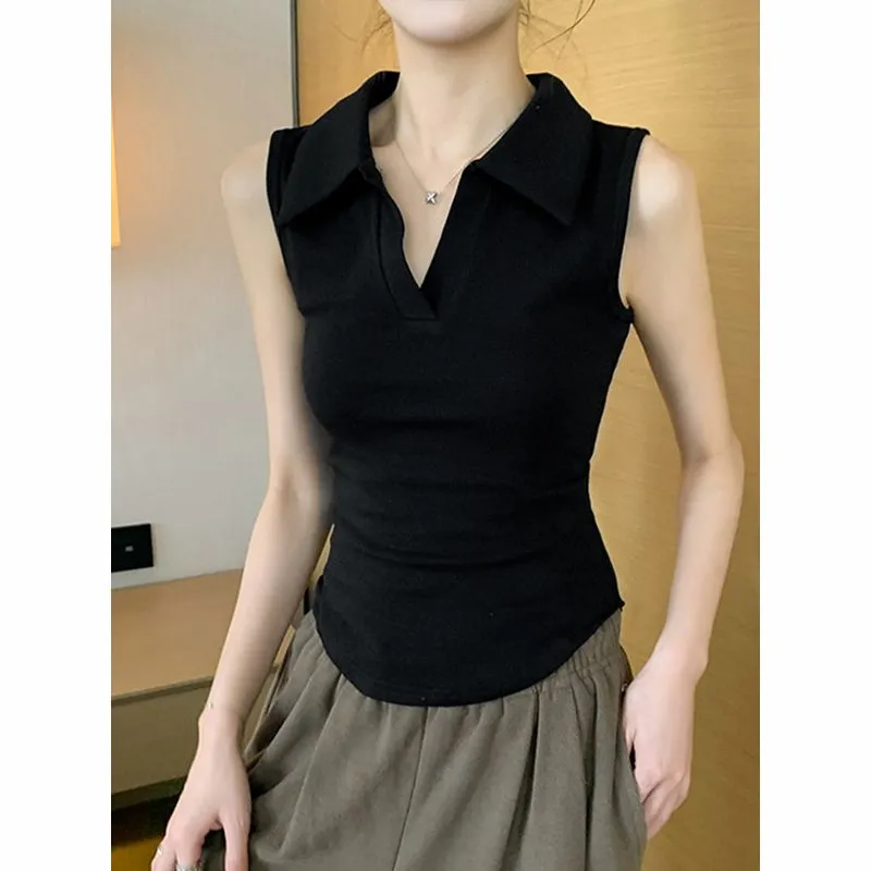 Women's White Sleeveless Polo  – Tank Top Ribbed Bewertung und Preis