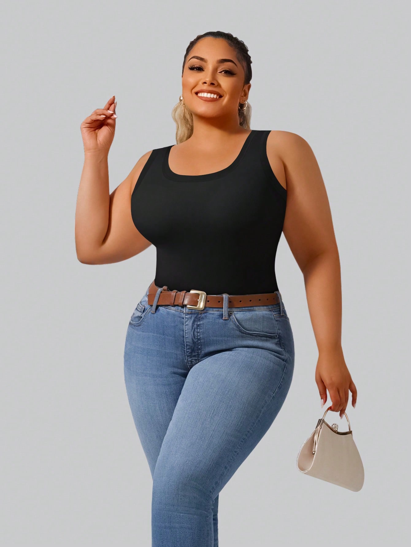 Plus Size Women's High Stretch – Tank Top Ribbed Bewertung und Preis