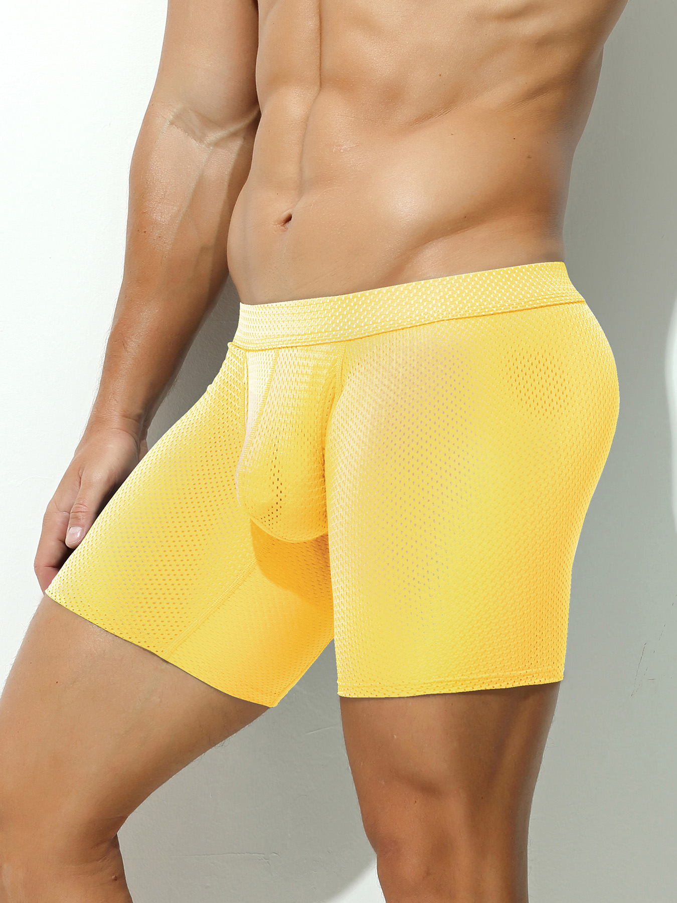 1pcs Men's Long Boxer Underwea – Mesh Sport Boxer Bewertung und Preis